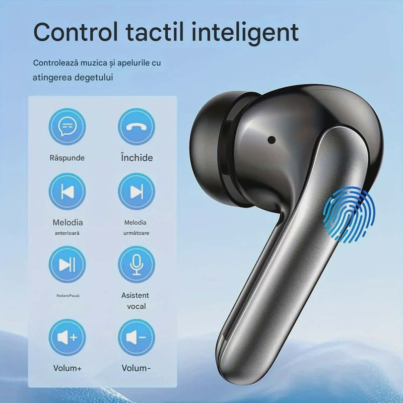 TV, Audio-Video si Foto - Portabile audio - Casti audio - Casti Wireless TWS CerCip S42 cu izolare a zgomotului ENC+ANC, Autonomie 40 ore, Control prin Touch, Universale, Negru - Infinity.ro