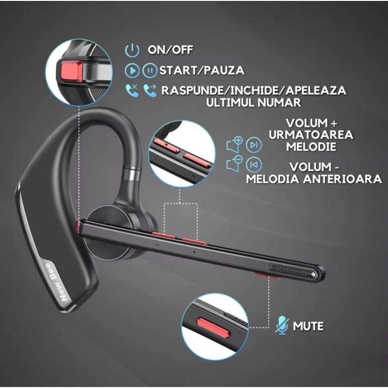 TV, Audio-Video si Foto - Portabile audio - Casti audio - Casca Bluetooth New Bee M51, Baterie 60 ore, Cu carcasa, Doua microfoane, Reducere zgomot DSP, 2 Metode de incarcare - Infinity.ro