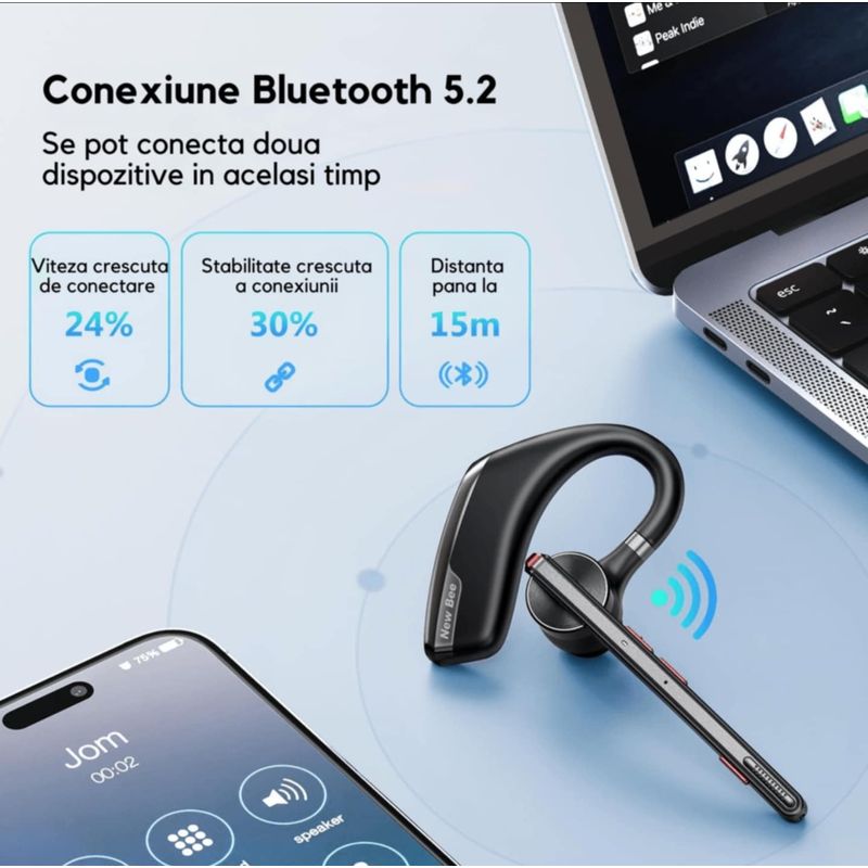 TV, Audio-Video si Foto - Portabile audio - Casti audio - Casca Bluetooth New Bee M51, Baterie 60 ore, Cu carcasa, Doua microfoane, Reducere zgomot DSP, 2 Metode de incarcare - Infinity.ro