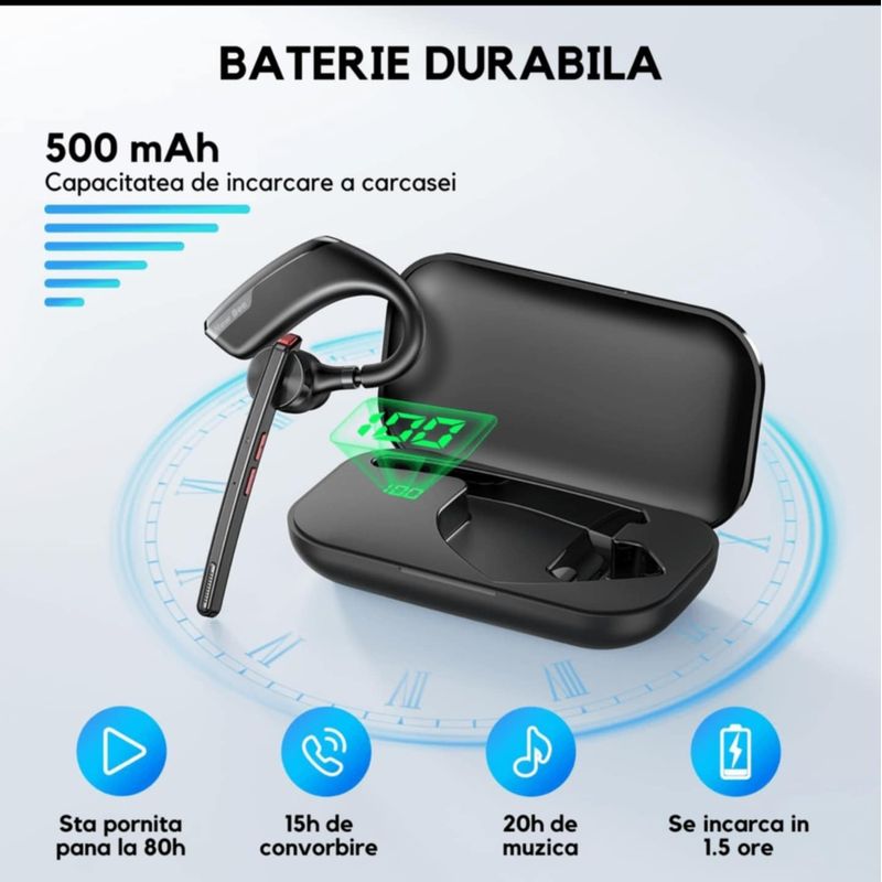 TV, Audio-Video si Foto - Portabile audio - Casti audio - Casca Bluetooth New Bee M51, Baterie 60 ore, Cu carcasa, Doua microfoane, Reducere zgomot DSP, 2 Metode de incarcare - Infinity.ro