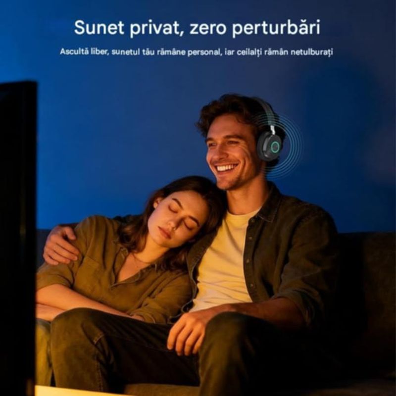 TV, Audio-Video si Foto - Portabile audio - Casti audio - Casti Wireless CerCip TV-966, Pentru TV, Baterie 40 ore, Anulare zgomot, Aux/RCA/Cablu optic, Cu statie de incarcare - Infinity.ro