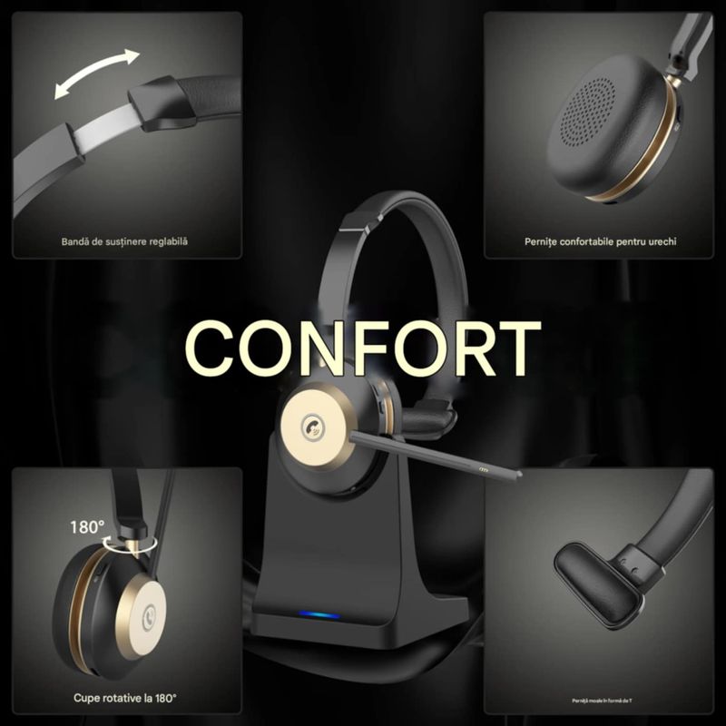 TV, Audio-Video si Foto - Portabile audio - Casti audio - Casca Call Center BT881, Statie de incarcare, Baterie 45 ore, Anulare zgomot, Multipoint - Infinity.ro
