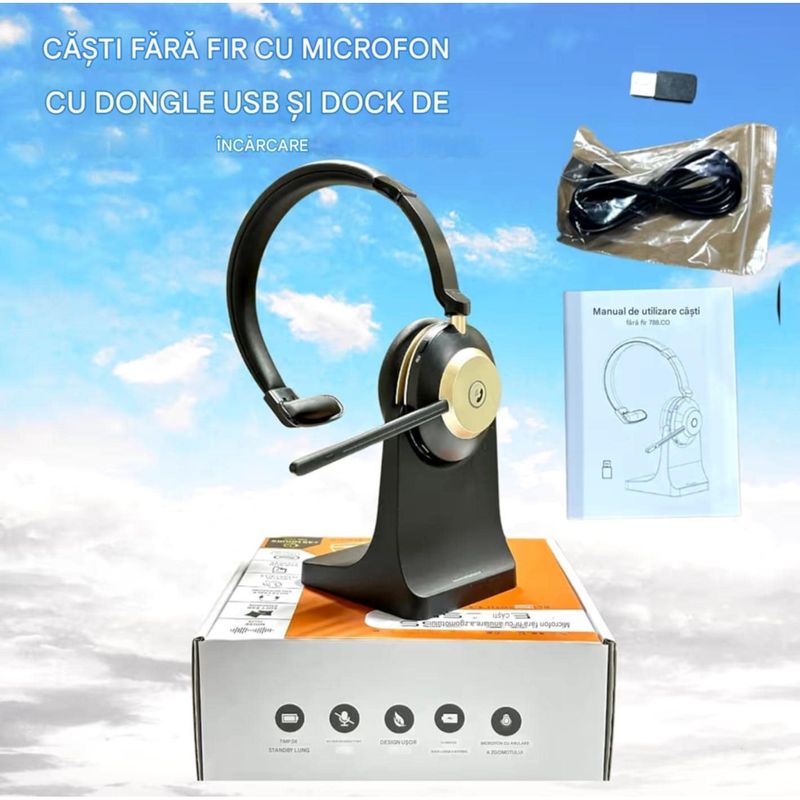 TV, Audio-Video si Foto - Portabile audio - Casti audio - Casca Call Center BT881, Statie de incarcare, Baterie 45 ore, Anulare zgomot, Multipoint - Infinity.ro