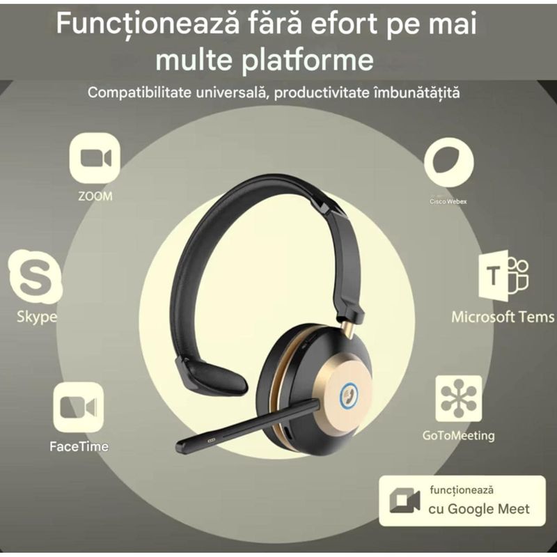 TV, Audio-Video si Foto - Portabile audio - Casti audio - Casca Call Center BT881, Statie de incarcare, Baterie 45 ore, Anulare zgomot, Multipoint - Infinity.ro