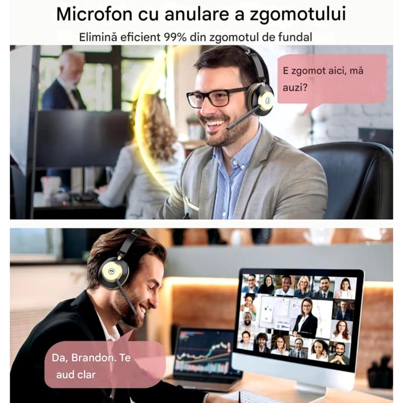 TV, Audio-Video si Foto - Portabile audio - Casti audio - Casca Call Center BT881, Statie de incarcare, Baterie 45 ore, Anulare zgomot, Multipoint - Infinity.ro