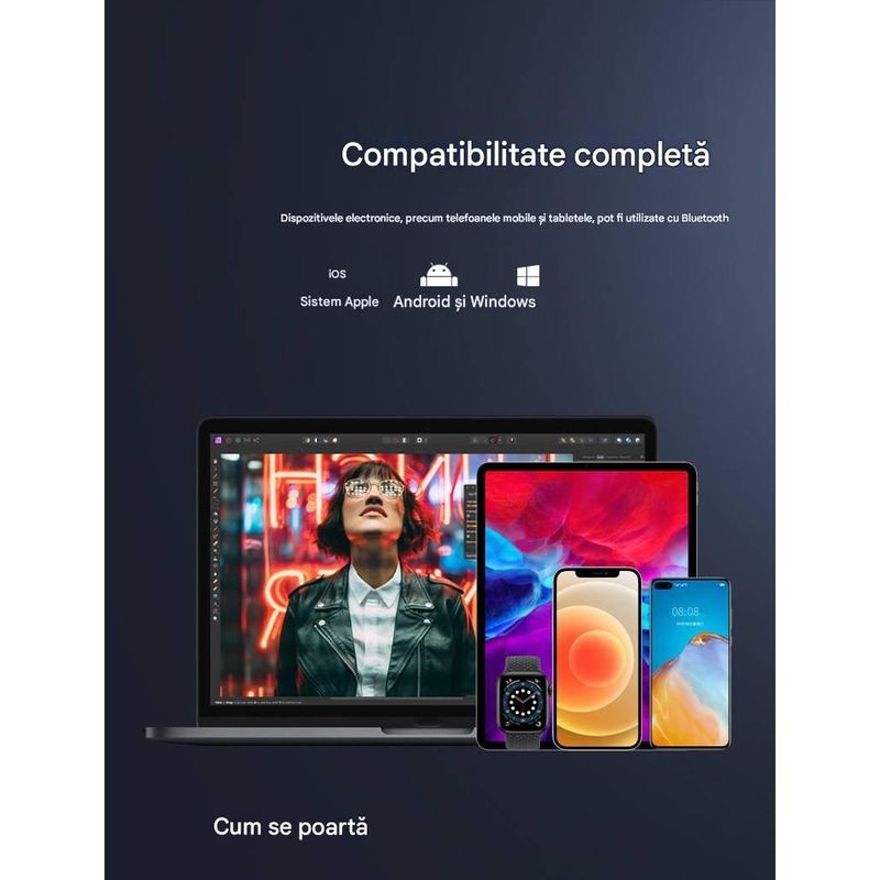 TV, Audio-Video si Foto - Portabile audio - Casti audio - Casca Bluetooth CerCip G3, Autonomie baterie 15 ore, Cu carcasa de incarcare, Eliminare Zgomot, Universala, Negru - Infinity.ro