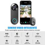 Casa si Gradina - Electrice - Smart Home - Control acces si accesorii - Sonerie Wireless, HD 1080P, Wi-fi, Unghi larg de 166 grade, Aplicatie, Senzor detectie miscare - Infinity.ro