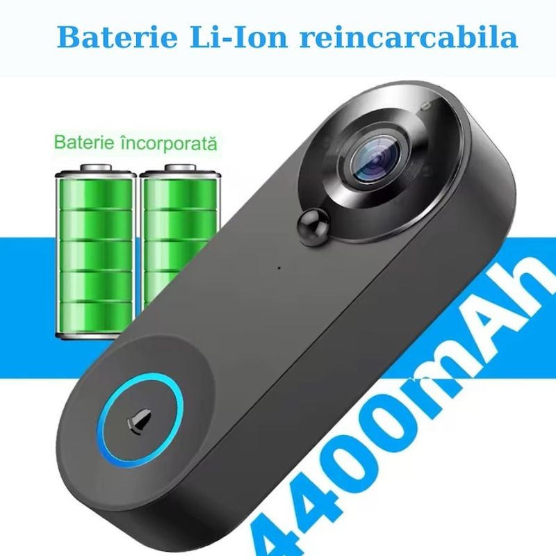 Casa si Gradina - Electrice - Smart Home - Control acces si accesorii - Sonerie Wireless, HD 1080P, Wi-fi, Unghi larg de 166 grade, Aplicatie, Senzor detectie miscare - Infinity.ro