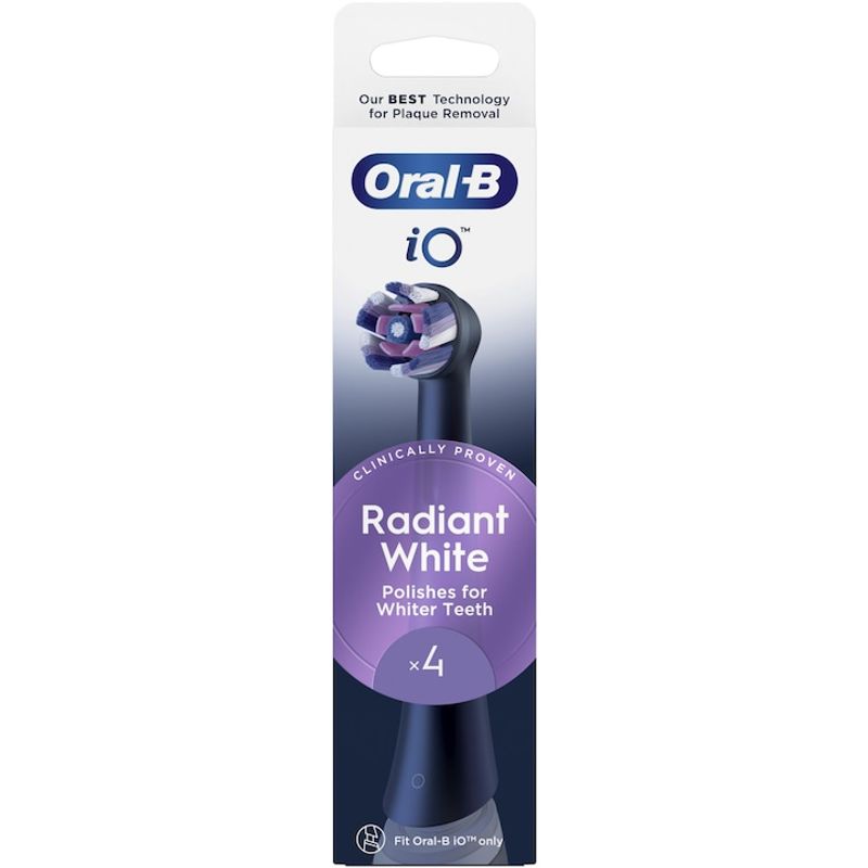 Ingrijire personala si Cosmetice - Igiena dentara - Rezerve si accesorii - Rezerve periuta de dinti Oral-B iO Radiant White, compatibile doar cu seria iO, Negru, 4 buc - Infinity.ro