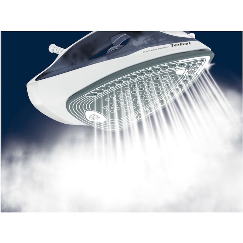 Electronice si Electrocasnice - Ingrijirea tesaturilor - Fiare de calcat - Fier de calcat Tefal Express Steam FV2837E0, 2400W, jet de abur 165 g/min, alb/ albastru - Infinity.ro