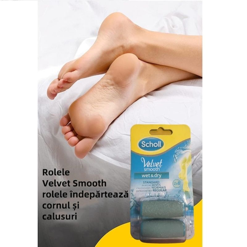 Ingrijire personala si Cosmetice - Manichiura si pedichiura - Pile cosmetice - Set 2 role Scholl Velvet Smooth cu cristale diamant, pentru calcaie, pedichiura - Infinity.ro