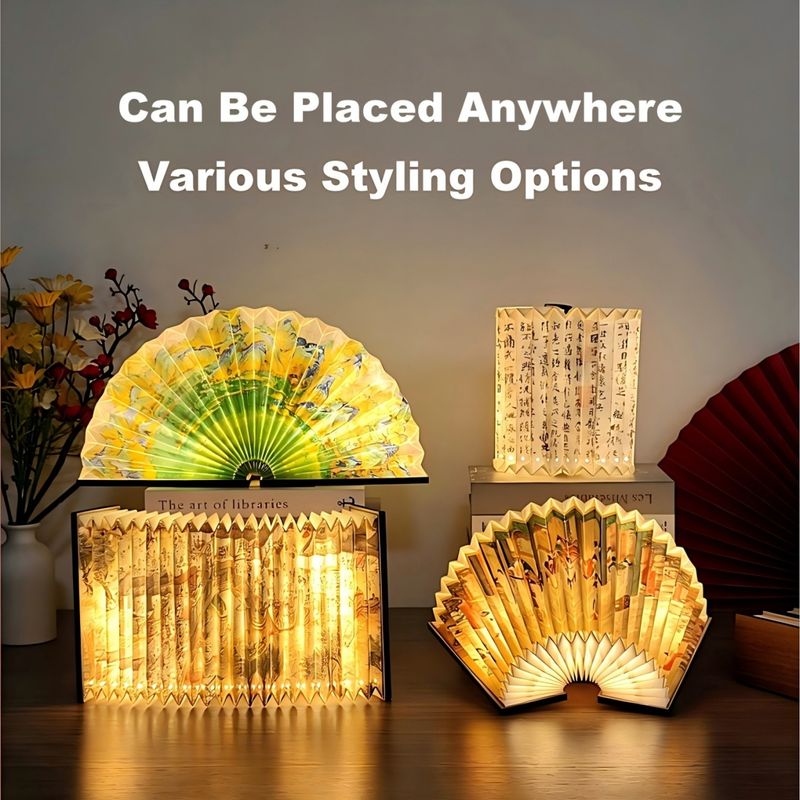 Casa si Gradina - Corpuri si surse de iluminat - Veioze si lampi - Lampi de veghe copii - Lampa decorativa pliabila tip carte, Bluetooth, iluminare LED, acumulator 1800 mAh, card - Infinity.ro