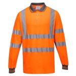 Casa si Gradina - Constructii - Echipamente de lucru - Imbracaminte protectia muncii - Tricou de protectie Polo Cotton Comfort cu Maneci Lungi HiVis Portwest-S271, portocaliu - XXL - Infinity.ro