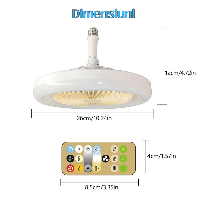 Electronice si Electrocasnice - Climatizare si sisteme de incalzire - Aparate racire aer - Ventilatoare - Ventilator de tavan cu iluminare LED , Multifunctional, Lampa 21W, 3 Culori ale Luminii, Alb - Infinity.ro