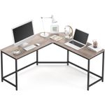 Casa si Gradina - Mobilier - Mese si birouri - Birouri - Birou de colt in forma L, cadru metalic, stil industrial, 149x149x76 cm, gri stejar - Infinity.ro
