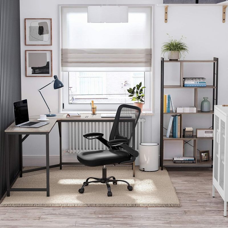 Casa si Gradina - Mobilier - Mese si birouri - Birouri - Birou de colt in forma L, cadru metalic, stil industrial, 149x149x76 cm, gri stejar - Infinity.ro