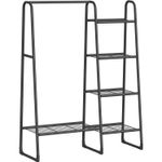 Casa si Gradina - Mobilier - Organizare si depozitare - Cuiere - Cuier cu 5 rafturi si bara pentru haine, structura metalica, stil industrial, 40x102x153 cm, negru - Infinity.ro