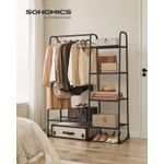 Casa si Gradina - Mobilier - Organizare si depozitare - Cuiere - Cuier cu 5 rafturi si bara pentru haine, structura metalica, stil industrial, 40x102x153 cm, negru - Infinity.ro