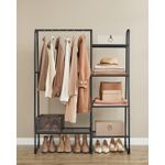 Casa si Gradina - Mobilier - Organizare si depozitare - Cuiere - Cuier cu 5 rafturi si bara pentru haine, structura metalica, stil industrial, 40x102x153 cm, negru - Infinity.ro