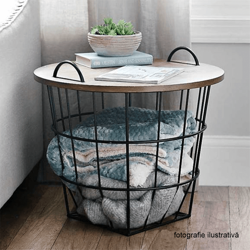 Casa si Gradina - Mobilier - Mese si birouri - Masute de cafea - Masuta auxiliara, model natural/negru, NANDO - Infinity.ro