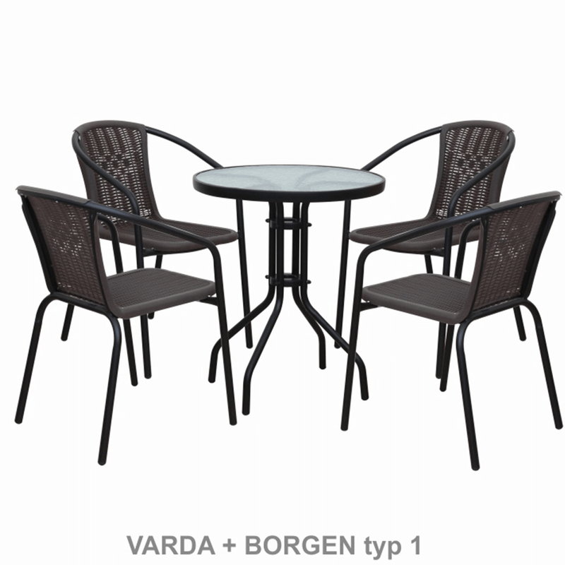 Casa si Gradina - Gradina si terasa - Mobilier exterior - Mese gradina - Masa gradina, otel negru/sticla securizata, BORGEN TYP 2 - Infinity.ro