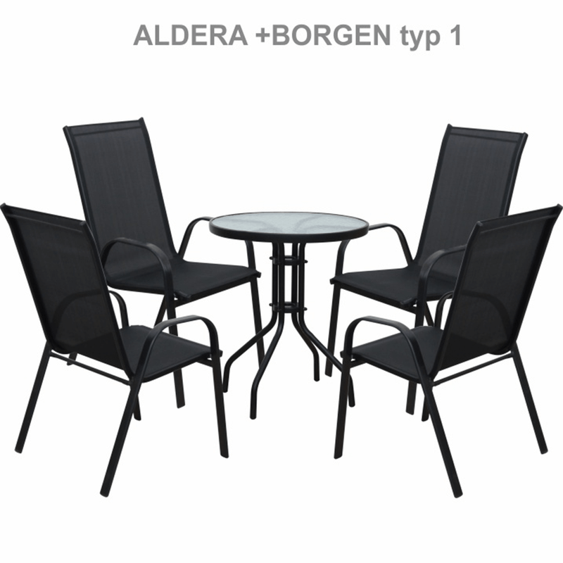 Casa si Gradina - Gradina si terasa - Mobilier exterior - Mese gradina - Masa gradina, otel negru/sticla securizata, BORGEN TYP 2 - Infinity.ro