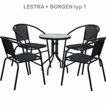 Casa si Gradina - Gradina si terasa - Mobilier exterior - Mese gradina - Masa gradina, otel negru/sticla securizata, BORGEN TYP 2 - Infinity.ro