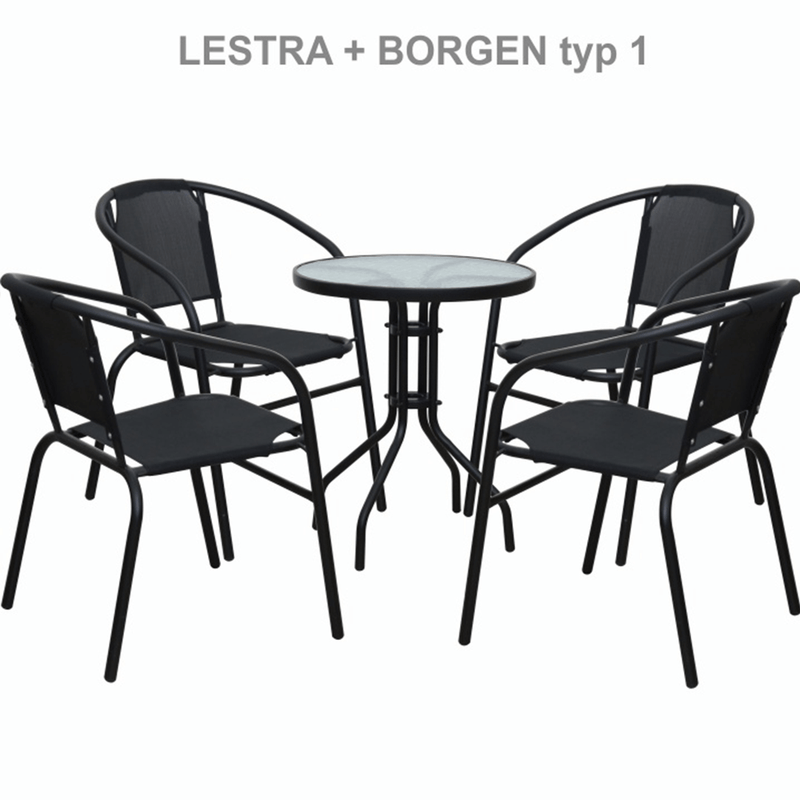 Casa si Gradina - Gradina si terasa - Mobilier exterior - Mese gradina - Masa gradina, otel negru/sticla securizata, BORGEN TYP 2 - Infinity.ro