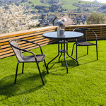 Casa si Gradina - Gradina si terasa - Mobilier exterior - Mese gradina - Masa gradina, otel negru/sticla securizata, BORGEN TYP 2 - Infinity.ro