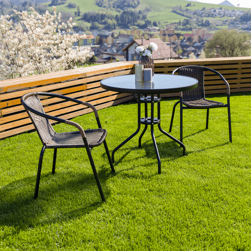 Casa si Gradina - Gradina si terasa - Mobilier exterior - Mese gradina - Masa gradina, otel negru/sticla securizata, BORGEN TYP 2 - Infinity.ro