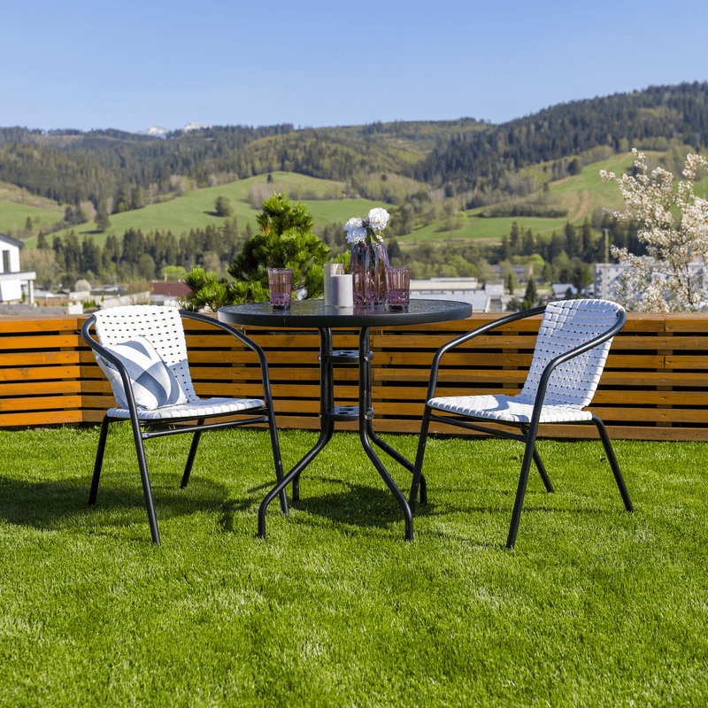 Casa si Gradina - Gradina si terasa - Mobilier exterior - Mese gradina - Masa gradina, otel negru/sticla securizata, BORGEN TYP 2 - Infinity.ro
