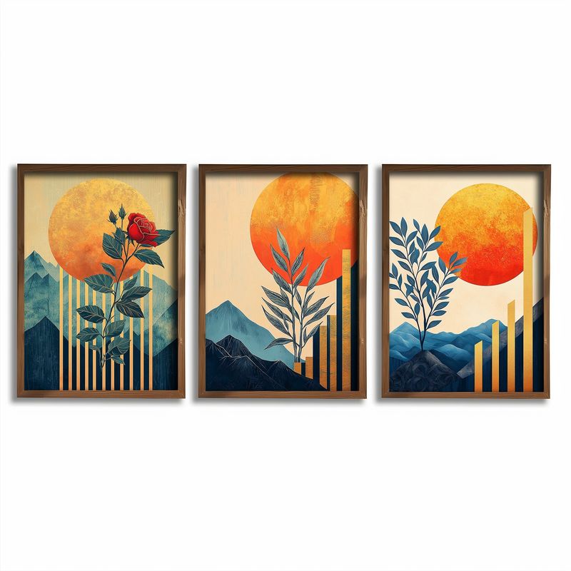 Casa si Gradina - Decoratiuni - Tablouri - Set tablouri MDF cu ramă (3 bucăți) Wallxpert, MDF, ramă din lemn de pin, 70 x 50 x 3.5 cm, multicolor, 856EVL2858 - Infinity.ro
