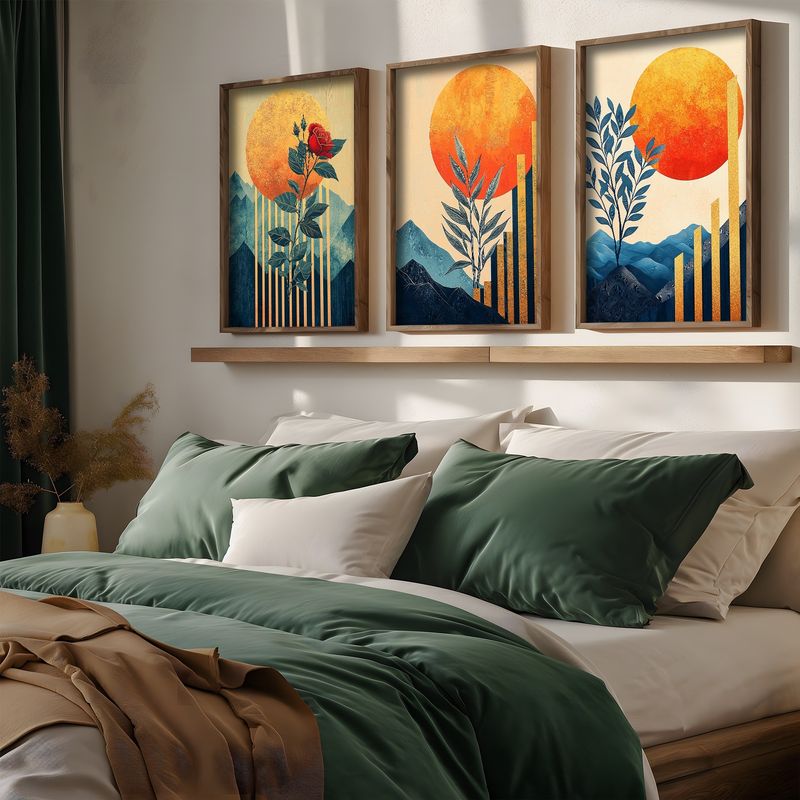 Casa si Gradina - Decoratiuni - Tablouri - Set tablouri MDF cu ramă (3 bucăți) Wallxpert, MDF, ramă din lemn de pin, 70 x 50 x 3.5 cm, multicolor, 856EVL2858 - Infinity.ro