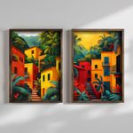 Casa si Gradina - Decoratiuni - Tablouri - Set tablouri MDF cu ramă (2 bucăți) Wallxpert, MDF, ramă din lemn de pin, 70 x 50 x 3.5 cm, multicolor, 856EVL2848 - Infinity.ro