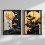 Casa si Gradina - Decoratiuni - Tablouri - Set tablouri MDF cu ramă (2 bucăți) Wallxpert, MDF, ramă din lemn de pin, 70 x 50 x 3.5 cm, multicolor, 856EVL2838 - Infinity.ro