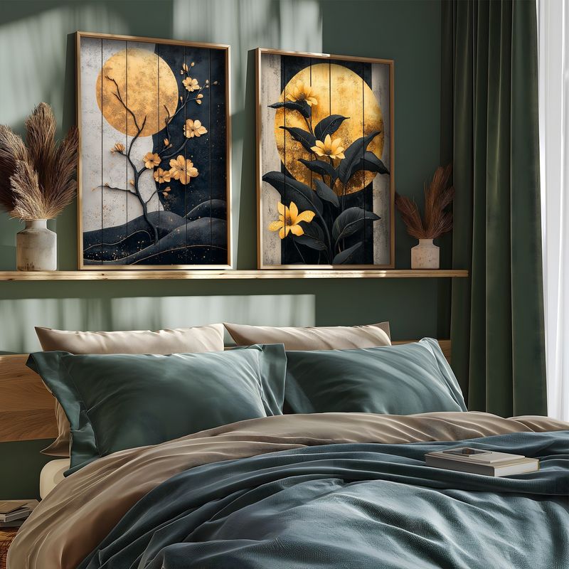 Casa si Gradina - Decoratiuni - Tablouri - Set tablouri MDF cu ramă (2 bucăți) Wallxpert, MDF, ramă din lemn de pin, 70 x 50 x 3.5 cm, multicolor, 856EVL2838 - Infinity.ro