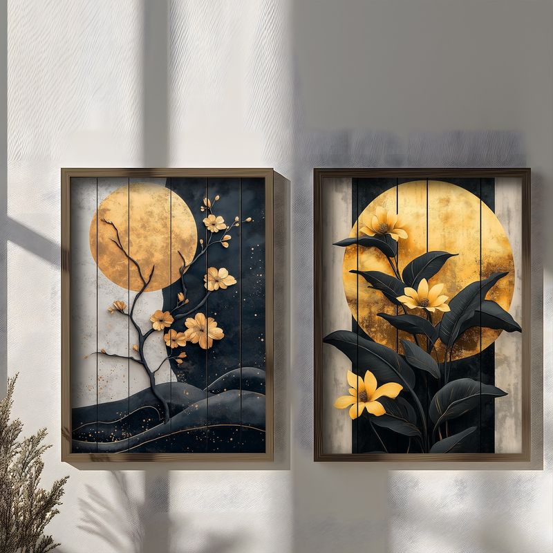 Casa si Gradina - Decoratiuni - Tablouri - Set tablouri MDF cu ramă (2 bucăți) Wallxpert, MDF, ramă din lemn de pin, 70 x 50 x 3.5 cm, multicolor, 856EVL2838 - Infinity.ro