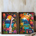 Casa si Gradina - Decoratiuni - Tablouri - Set tablouri MDF cu ramă (2 bucăți) Wallxpert, MDF, ramă din lemn de pin, 70 x 50 x 3.5 cm, multicolor, 856EVL2845 - Infinity.ro