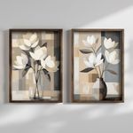 Casa si Gradina - Decoratiuni - Tablouri - Set tablouri MDF cu ramă (2 bucăți) Wallxpert, MDF, ramă din lemn de pin, 70 x 50 x 3.5 cm, multicolor, 856EVL2839 - Infinity.ro