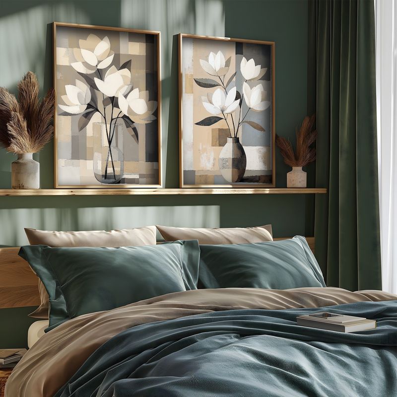 Casa si Gradina - Decoratiuni - Tablouri - Set tablouri MDF cu ramă (2 bucăți) Wallxpert, MDF, ramă din lemn de pin, 70 x 50 x 3.5 cm, multicolor, 856EVL2839 - Infinity.ro