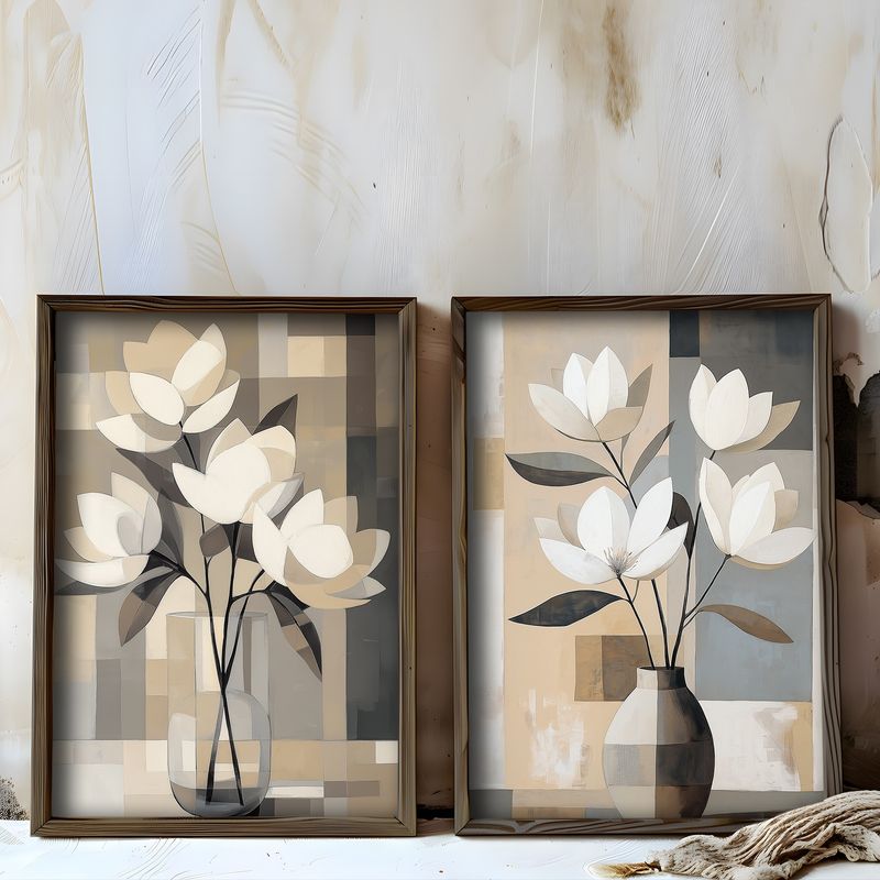Casa si Gradina - Decoratiuni - Tablouri - Set tablouri MDF cu ramă (2 bucăți) Wallxpert, MDF, ramă din lemn de pin, 70 x 50 x 3.5 cm, multicolor, 856EVL2839 - Infinity.ro
