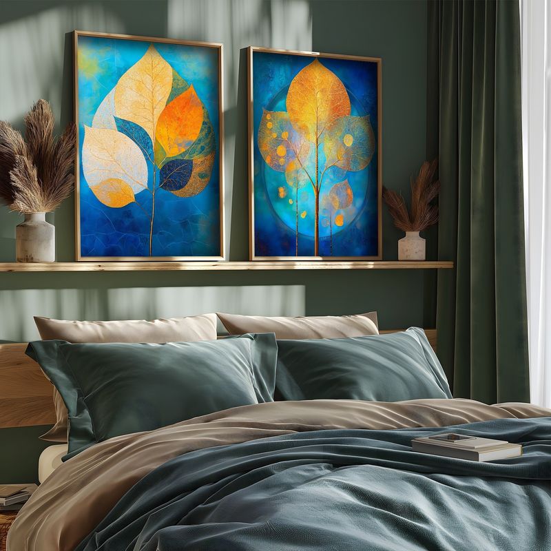 Casa si Gradina - Decoratiuni - Tablouri - Set tablouri MDF cu ramă (2 bucăți) Wallxpert, MDF, ramă din lemn de pin, 70 x 50 x 3.5 cm, multicolor, 856EVL2844 - Infinity.ro