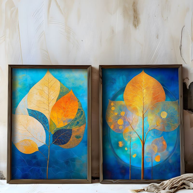 Casa si Gradina - Decoratiuni - Tablouri - Set tablouri MDF cu ramă (2 bucăți) Wallxpert, MDF, ramă din lemn de pin, 70 x 50 x 3.5 cm, multicolor, 856EVL2844 - Infinity.ro