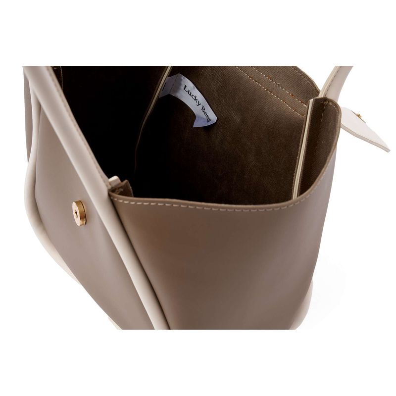 Fashion, accesorii si bijuterii - Femei - Accesorii femei - Genti si rucsacuri femei - Geantă de umăr Lucky Bees, piele, 11 x 35 x 23 cm, bej-cenușiu și crem, 671LKB2190 - Infinity.ro