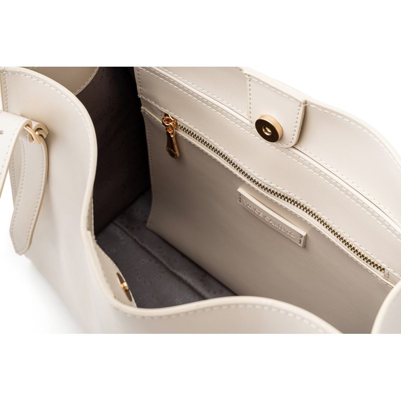 Fashion, accesorii si bijuterii - Femei - Accesorii femei - Genti si rucsacuri femei - Tote bag Lucky Bees, piele, 15 x 35 x 27 cm, crem, 946VNC1302 - Infinity.ro