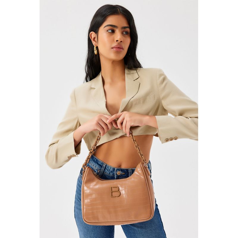 Fashion, accesorii si bijuterii - Femei - Accesorii femei - Genti si rucsacuri femei - Geantă de umăr Lucky Bees, piele, 10 x 27 x 20 cm, tan, 671LKB1345 - Infinity.ro