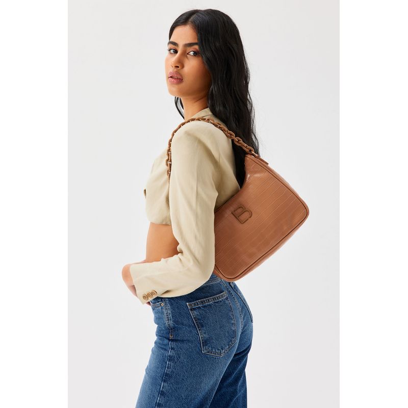 Fashion, accesorii si bijuterii - Femei - Accesorii femei - Genti si rucsacuri femei - Geantă de umăr Lucky Bees, piele, 10 x 27 x 20 cm, tan, 671LKB1345 - Infinity.ro