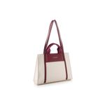 Fashion, accesorii si bijuterii - Femei - Accesorii femei - Genti si rucsacuri femei - Tote bag Lucky Bees, piele, 11 x 37 x 27 cm, crem și vișiniu roșu, 946VNC1195 - Infinity.ro