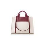 Fashion, accesorii si bijuterii - Femei - Accesorii femei - Genti si rucsacuri femei - Tote bag Lucky Bees, piele, 11 x 37 x 27 cm, crem și vișiniu roșu, 946VNC1195 - Infinity.ro