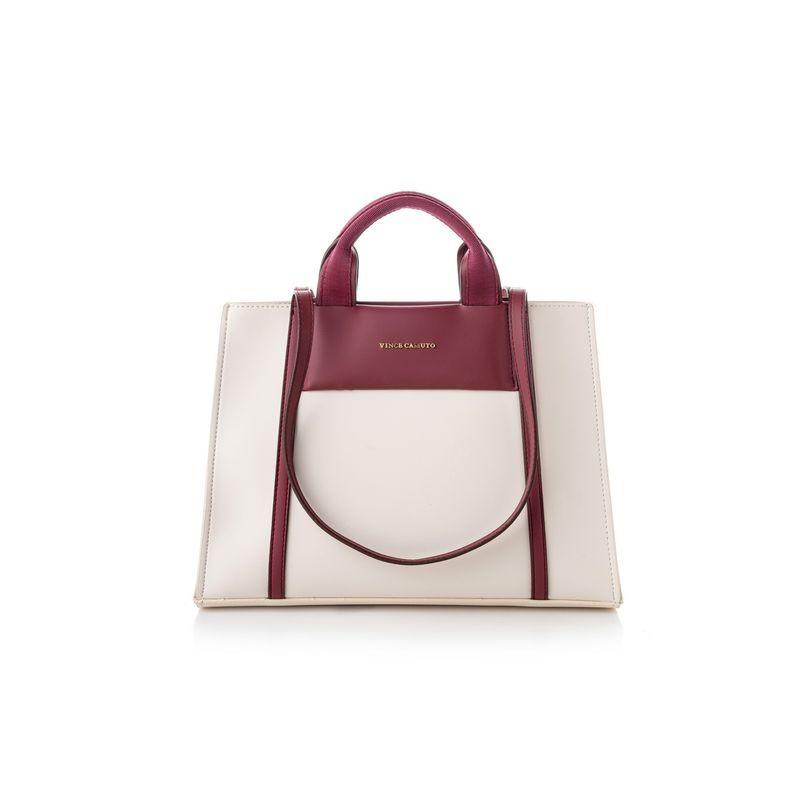 Fashion, accesorii si bijuterii - Femei - Accesorii femei - Genti si rucsacuri femei - Tote bag Lucky Bees, piele, 11 x 37 x 27 cm, crem și vișiniu roșu, 946VNC1195 - Infinity.ro